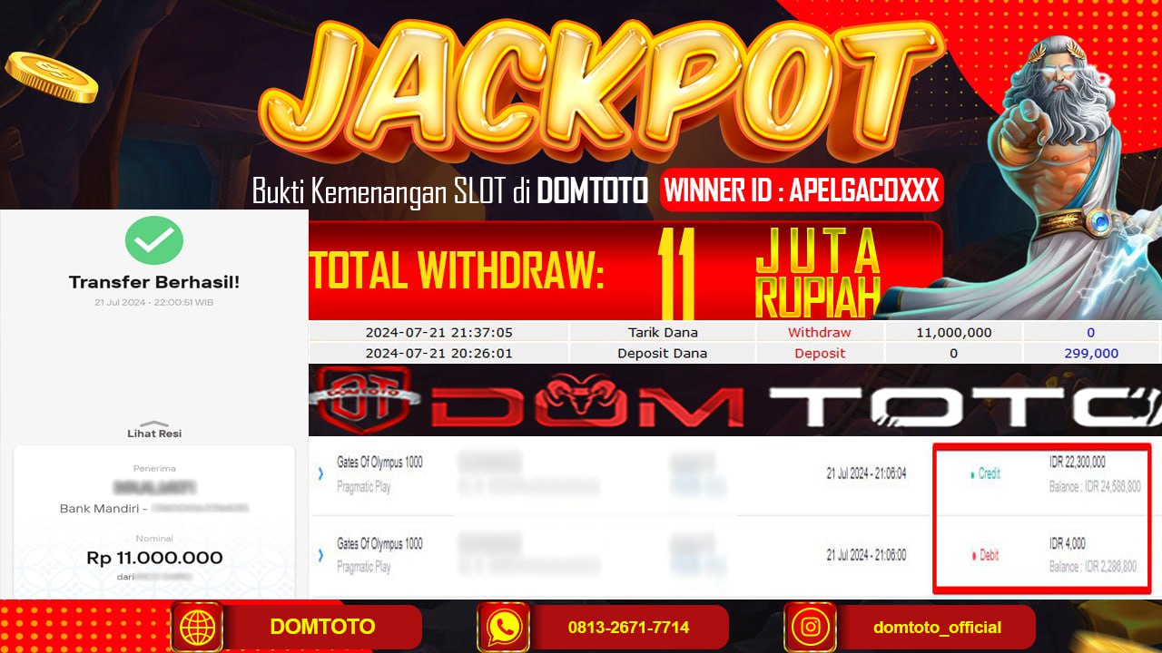 JACKPOT SLOT OLYMPUS 1000 21 JULI 2024